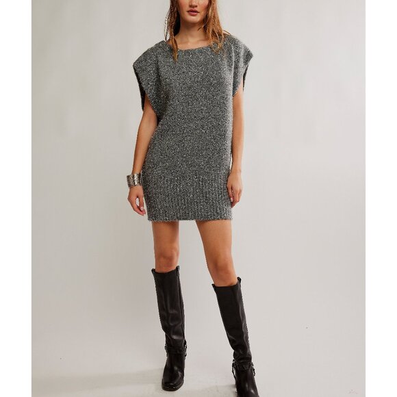 Free People Dresses & Skirts - 🎉LAST CHANCE🎉 FREE PEOPLE Talia Sweater Mini / Castle Grey Combo